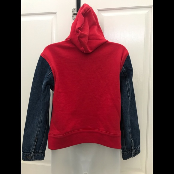 🔵NEW wTag-LEVI’S Blue w/Red Hood Denim Jacket XS - Picture 3 of 3